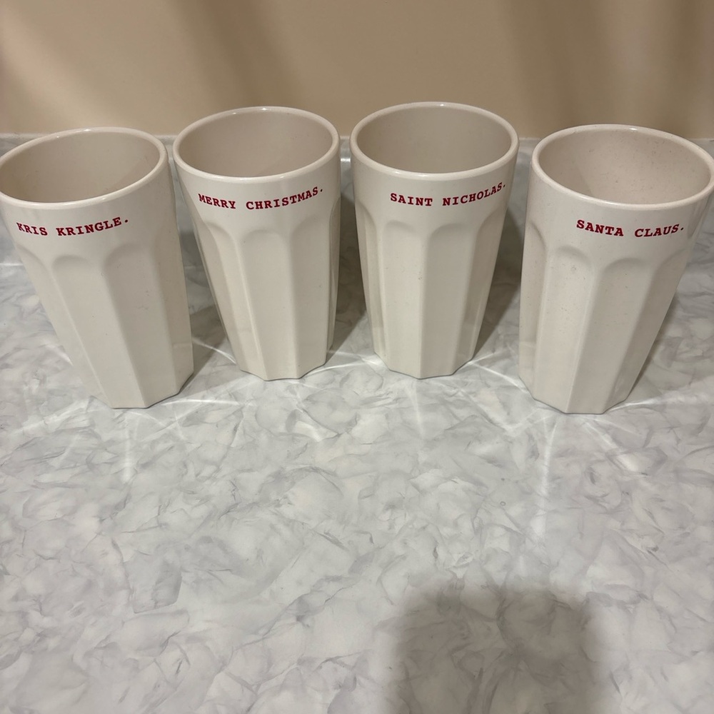 Rae Dunn Melamine Christmas Tumblers – Set of 4